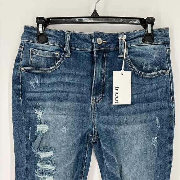 TRICOT Stretch Dark Denim Mid Rise Ankle Skinny Distressed Women’s Jeans 11 x 30 - Picture 2 of 8